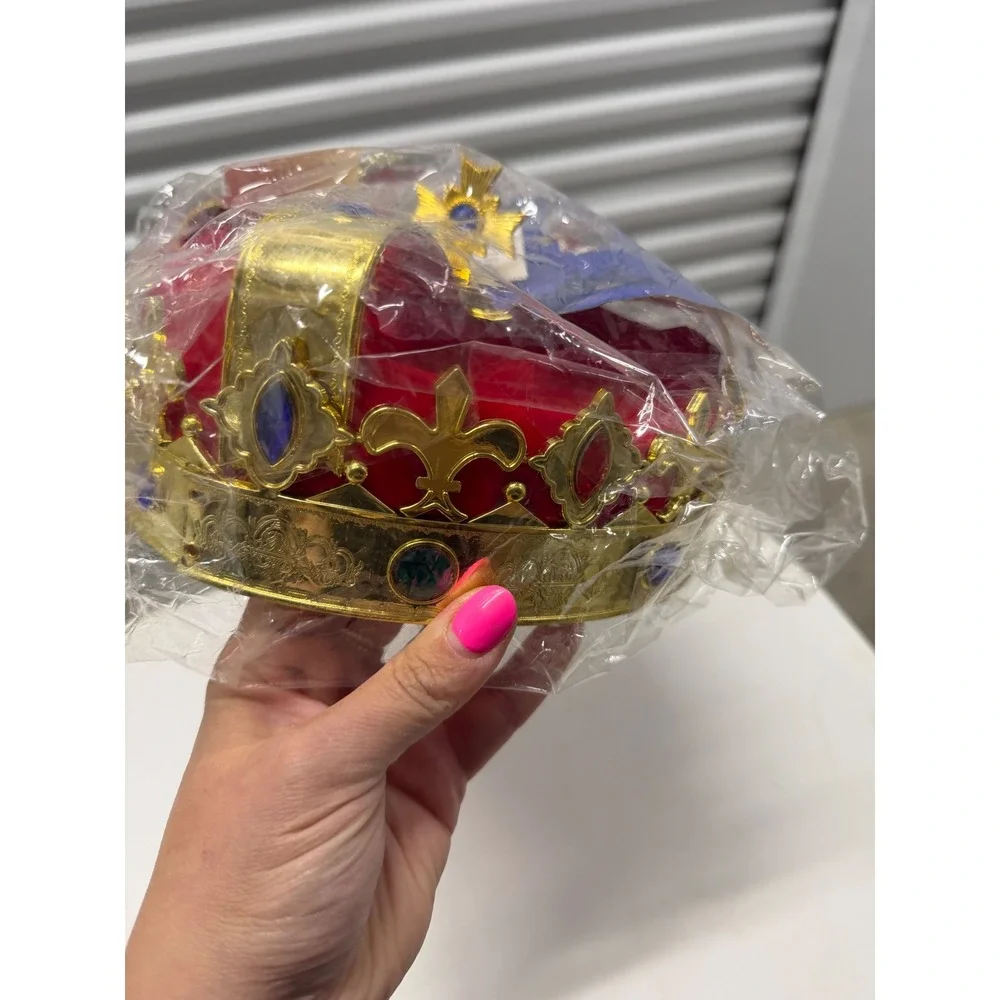 Funny Party Hats Royal King Crown Gold Jeweled Costume Accessory Halloween